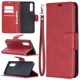 For OPPO Find X2 Neo Retro Lambskin Texture Pure Color Horizontal Flip PU Leather Case, with Holder & Card Slots & Wallet & Lanyard(Red)