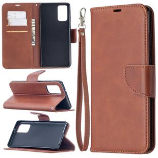 For Samsung Galaxy Note 20 Retro Lambskin Texture Pure Color Horizontal Flip PU Leather Case, with Holder & Card Slots & Wallet & Lanyard(Brown)
