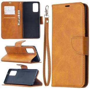 For Samsung Galaxy Note 20 Retro Lambskin Texture Pure Color Horizontal Flip PU Leather Case, with Holder & Card Slots & Wallet & Lanyard(Yellow)