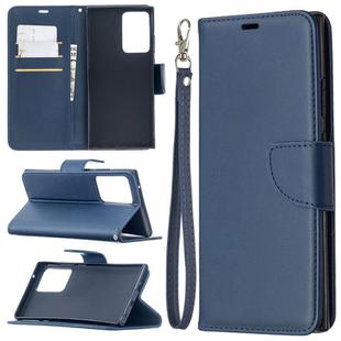 For Samsung Galaxy Note 20 Ultra Retro Lambskin Texture Pure Color Horizontal Flip PU Leather Case, with Holder & Card Slots & Wallet & Lanyard(Blue)