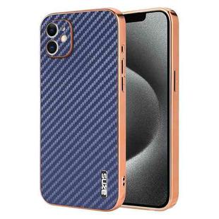 For iPhone 11 AZNS Electroplated Edge Carbon Fiber Texture Phone Case(Blue)