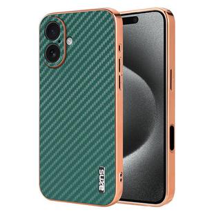 For iPhone 17 AZNS Electroplated Edge Carbon Fiber Texture Phone Case(Green)