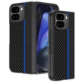 For Google Pixel 10 Pro Fold Ultra-thin Carbon Fiber Texture Printing Phone Case(Black Blue)