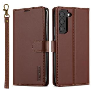 For Samsung Galaxy S22+ 5G LC.IMEEKE L2 Series Detachable Magsafe PU Phone Case with Lanyard(Brown)