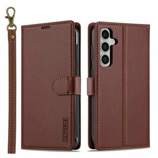 For Samsung Galaxy S23 FE 5G LC.IMEEKE L2 Series Detachable Magsafe PU Phone Case with Lanyard(Brown)