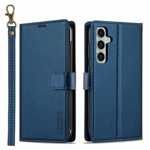 For Samsung Galaxy S24 FE 5G LC.IMEEKE L2 Series Detachable Magsafe PU Phone Case with Lanyard(Blue)