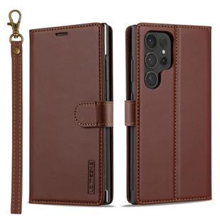 For Samsung Galaxy S24 Ultra 5G LC.IMEEKE L2 Series Detachable Magsafe PU Phone Case with Lanyard(Brown)