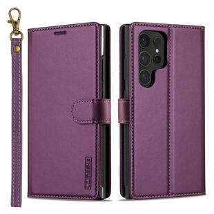 For Samsung Galaxy S24 Ultra 5G LC.IMEEKE L2 Series Detachable Magsafe PU Phone Case with Lanyard(Purple)