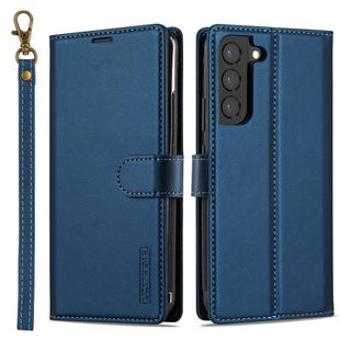 For Samsung Galaxy S25 5G LC.IMEEKE L2 Series Detachable Magsafe PU Phone Case with Lanyard(Blue)