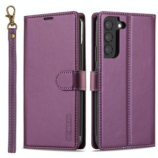 For Samsung Galaxy S25 5G LC.IMEEKE L2 Series Detachable Magsafe PU Phone Case with Lanyard(Purple)