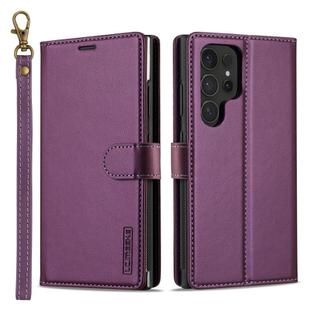 For Samsung Galaxy S25 Ultra 5G LC.IMEEKE L2 Series Detachable Magsafe PU Phone Case with Lanyard(Purple)