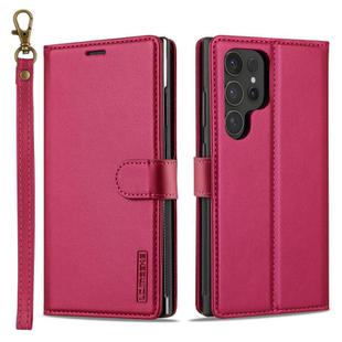 For Samsung Galaxy S25 Ultra 5G LC.IMEEKE L2 Series Detachable Magsafe PU Phone Case with Lanyard(Red)