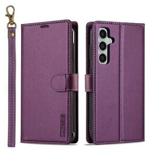 For Samsung Galaxy A55 5G LC.IMEEKE L2 Series Detachable Magsafe PU Phone Case with Lanyard(Purple)