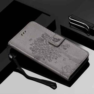 For Xiaomi Mi 10 Lite / Mi 10 Lite 5G Tree & Cat Embossed Pattern Horizontal Flip Leather Case with Holder & Card Slots & Wallet & Lanyard(Grey)