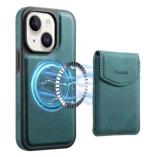 For iPhone 15 Plus / 14 Plus Denior D19 Skin Feel MagSafe Detachable Card Slot Phone Case(Blue)