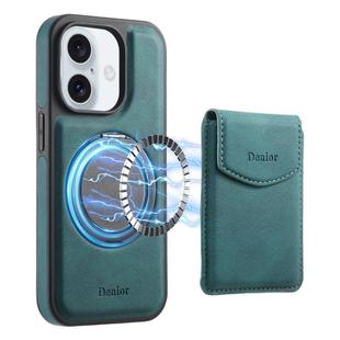 For iPhone 16 Plus Denior D20 Skin Feel MagSafe Holder Detachable Card Slot Phone Case(Blue)