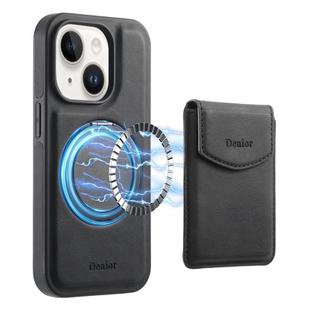 For iPhone 15 Plus / 14 Plus Denior D20 Skin Feel MagSafe Holder Detachable Card Slot Phone Case(Black)