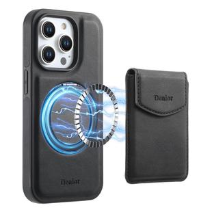 For iPhone 14 Pro Max Denior D20 Skin Feel MagSafe Holder Detachable Card Slot Phone Case(Black)