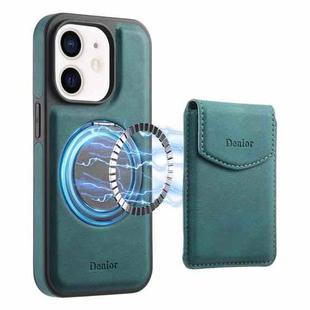 For iPhone 12 / 12 Pro Denior D20 Skin Feel MagSafe Holder Detachable Card Slot Phone Case(Blue)