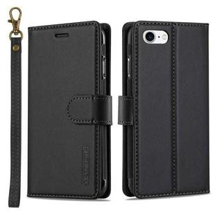 For iPhone 7 / 8 / SE 2020 2022 LC.IMEEKE L2 Series Detachable Magsafe PU Phone Case with Lanyard(Black)