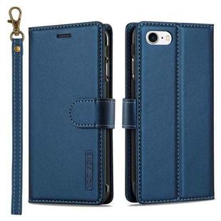 For iPhone 7 / 8 / SE 2020 2022 LC.IMEEKE L2 Series Detachable Magsafe PU Phone Case with Lanyard(Blue)