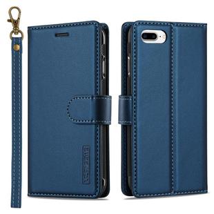 For iPhone 7 Plus / 8 Plus LC.IMEEKE L2 Series Detachable Magsafe PU Phone Case with Lanyard(Blue)