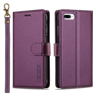 For iPhone 7 Plus / 8 Plus LC.IMEEKE L2 Series Detachable Magsafe PU Phone Case with Lanyard(Purple)