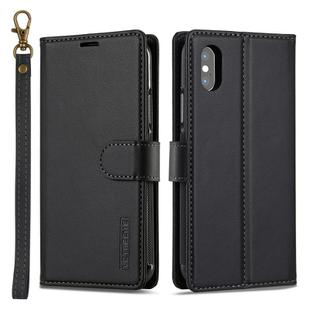 For iPhone X / XS LC.IMEEKE L2 Series Detachable Magsafe PU Phone Case with Lanyard(Black)