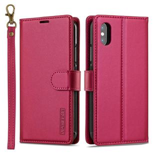 For iPhone X / XS LC.IMEEKE L2 Series Detachable Magsafe PU Phone Case with Lanyard(Red)