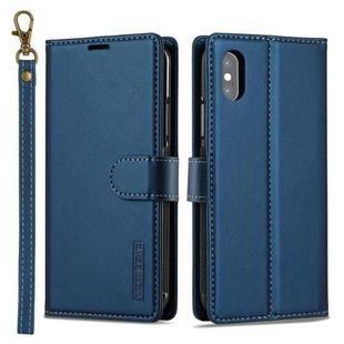 For iPhone XS Max LC.IMEEKE L2 Series Detachable Magsafe PU Phone Case with Lanyard(Blue)