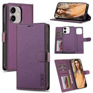 For iPhone 11 LC.IMEEKE L2 Series Detachable Magsafe PU Phone Case with Lanyard(Purple)