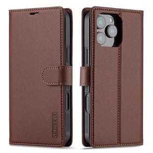 For iPhone 16 Pro Max LC.IMEEKE L2 Series Detachable Magsafe PU Phone Case with Lanyard(Brown)