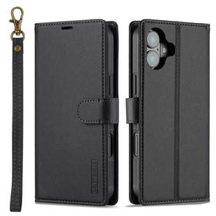 For iPhone 16 LC.IMEEKE L2 Series Detachable Magsafe PU Phone Case with Lanyard(Black)