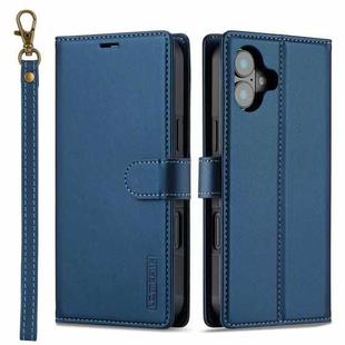 For iPhone 16 LC.IMEEKE L2 Series Detachable Magsafe PU Phone Case with Lanyard(Blue)