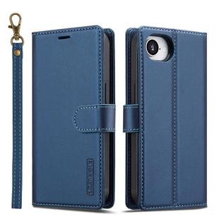 For iPhone 16e LC.IMEEKE L2 Series Detachable Magsafe PU Phone Case with Lanyard(Blue)