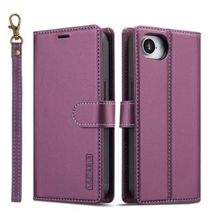 For iPhone 16e LC.IMEEKE L2 Series Detachable Magsafe PU Phone Case with Lanyard(Purple)