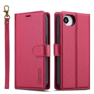 For iPhone 16e LC.IMEEKE L2 Series Detachable Magsafe PU Phone Case with Lanyard(Red)
