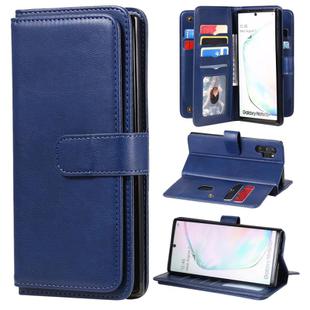 For Samsung Galaxy Note10+ Multifunctional Magnetic Copper Buckle Horizontal Flip Solid Color Leather Case with 10 Card Slots & Wallet & Holder & Photo Frame(Dark Blue)