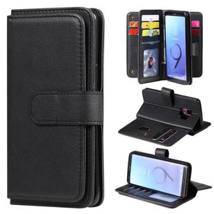 For Samsung Galaxy S9 Multifunctional Magnetic Copper Buckle Horizontal Flip Solid Color Leather Case with 10 Card Slots & Wallet & Holder & Photo Frame(Black)