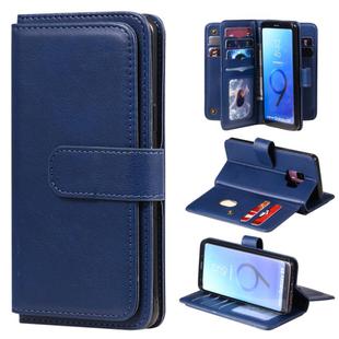 For Samsung Galaxy S9 Multifunctional Magnetic Copper Buckle Horizontal Flip Solid Color Leather Case with 10 Card Slots & Wallet & Holder & Photo Frame(Dark Blue)