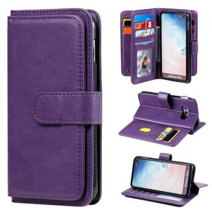 For Samsung Galaxy S10e Multifunctional Magnetic Copper Buckle Horizontal Flip Solid Color Leather Case with 10 Card Slots & Wallet & Holder & Photo Frame(Purple)