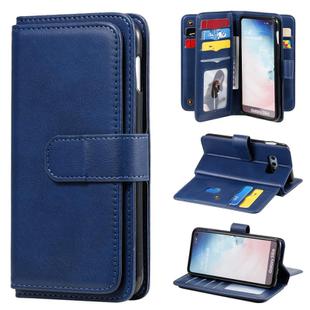 For Samsung Galaxy S10e Multifunctional Magnetic Copper Buckle Horizontal Flip Solid Color Leather Case with 10 Card Slots & Wallet & Holder & Photo Frame(Dark Blue)