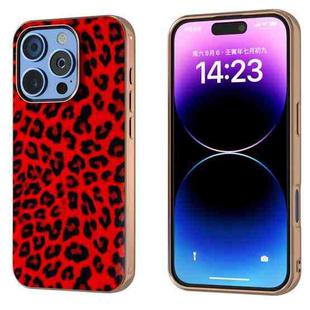 For iPhone 16 Pro Nano Plating Leopard Print Phone Case(Red)