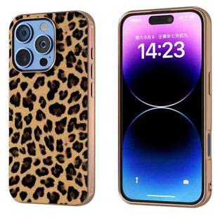 For iPhone 16 Pro Nano Plating Leopard Print Phone Case(Gold)