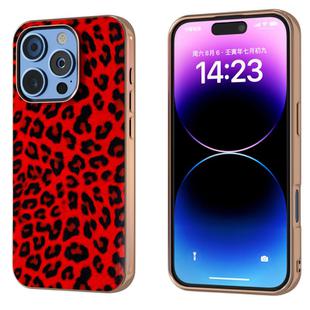 For iPhone 16 Pro Max Nano Plating Leopard Print Phone Case(Red)