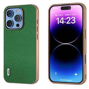 For iPhone 16 Pro ABEEL Genuine Leather Mino Series Nano Plating Phone Case(Green)