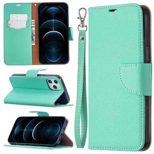 For iPhone 12 Pro Max Litchi Texture Pure Color Horizontal Flip Leather Case with Holder & Card Slots & Wallet & Lanyard(Green)