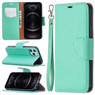 For iPhone 12 / 12 Pro Litchi Texture Pure Color Horizontal Flip Leather Case with Holder & Card Slots & Wallet & Lanyard(Green)