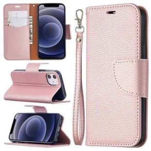 For iPhone 12 mini Litchi Texture Pure Color Horizontal Flip Leather Case with Holder & Card Slots & Wallet & Lanyard(Rose Gold)