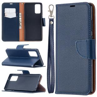 For Samsung Galaxy Note20 Litchi Texture Pure Color Horizontal Flip Leather Case with Holder & Card Slots & Wallet & Lanyard(Blue)